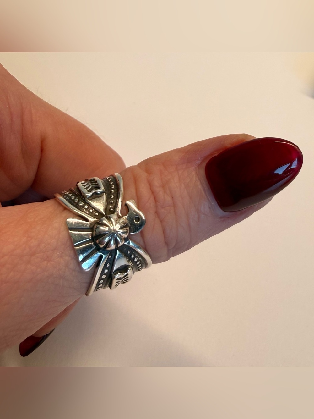 D. Cadman Sterling Silver Thunderbird Ring Approx Size 8